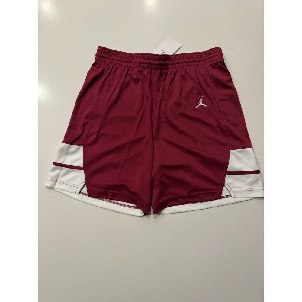 Jordan Stock Overtime Basketball Game Shorts Red White FQ5375-610 Mens L NWT